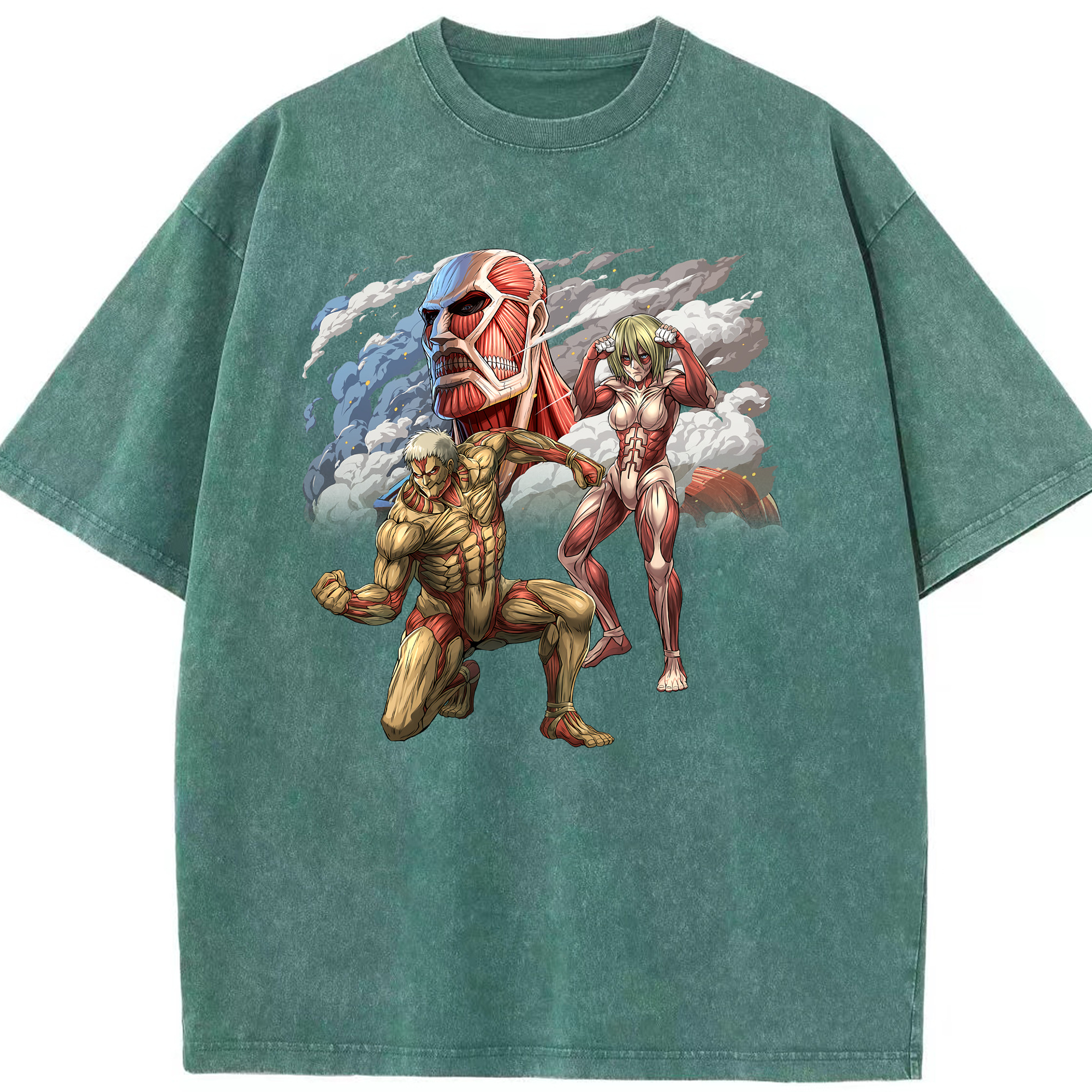 （画像用） 進撃の巨人 Attack on Titan 綿100% ヴィンテージ風 半袖Tシャツ（フロントプリント）